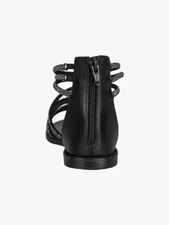 La Cuoieria Sandali donna gioiello in pelle con tallone chiuso e zip - nero