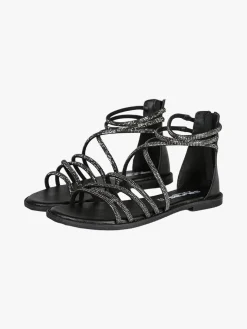 La Cuoieria Sandali donna gioiello in pelle con tallone chiuso e zip - nero
