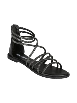 La Cuoieria Sandali donna gioiello in pelle con tallone chiuso e zip - nero