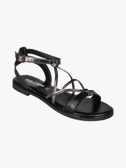 La Cuoieria Sandali donna in pelle con cinturino e fibbia - nero