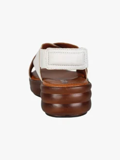 La Cuoieria Sandali in pelle da donna con cinturino elastico e zeppa - bianco
