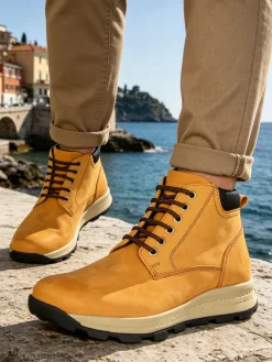 La Cuoieria Scarponcini da uomo stringati in pelle - senape
