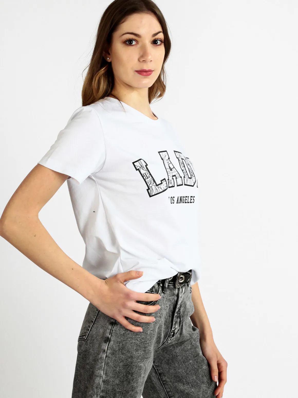 Ladp T-shirt donna in cotone con scritta