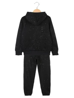 Lady Moda Completo tuta da bambina brillantinata con cappuccio e zip