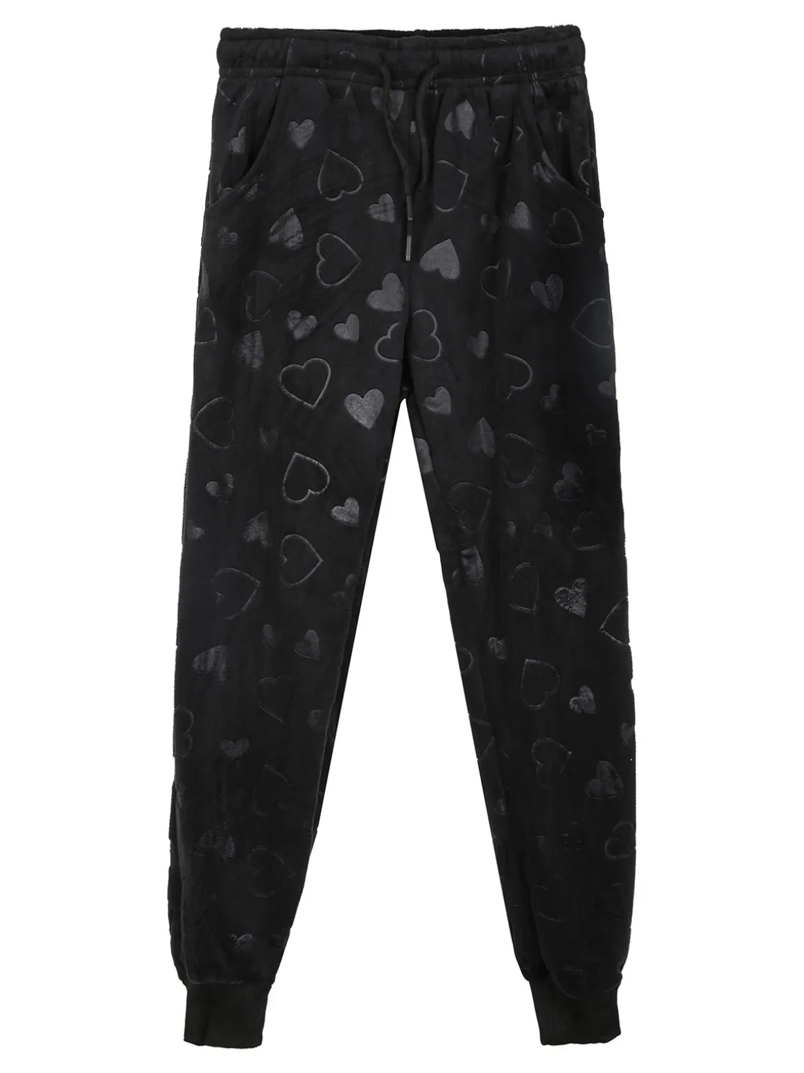 Lady Moda Completo tuta da ragazza 2 pezzi in ciniglia con cappuccio e zip - nero