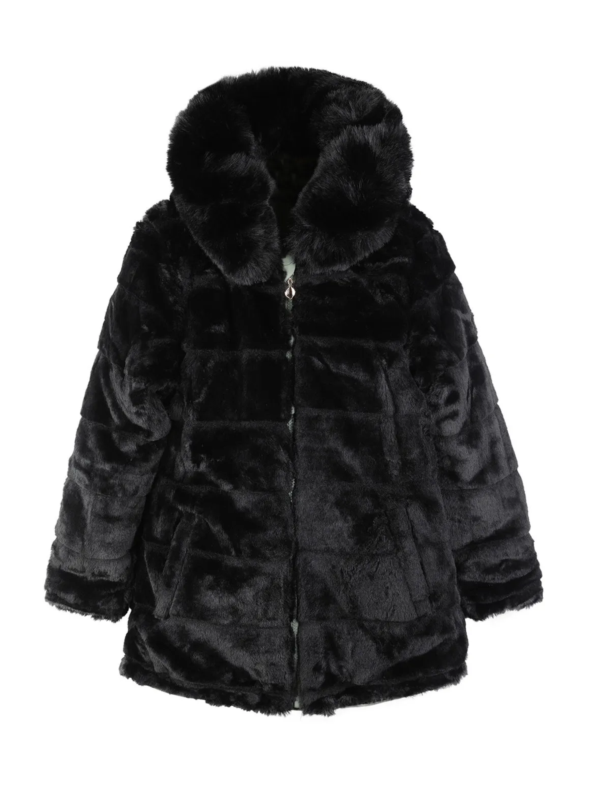 Lady Moda Parka imbottito double face da bambina con cappuccio
