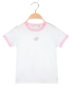 Lady Moda T-shirt da ragazza con cuore di strass sullo scollo