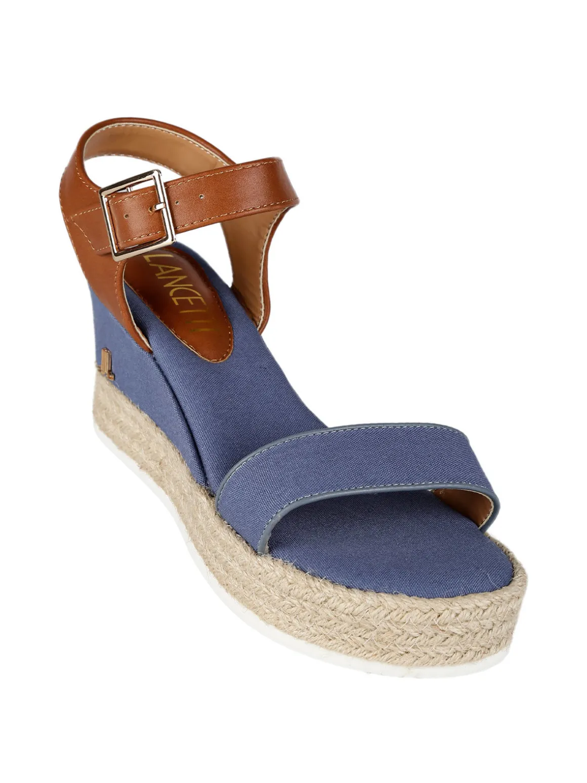 Lancetti Sandali donna in tessuto con zeppa
