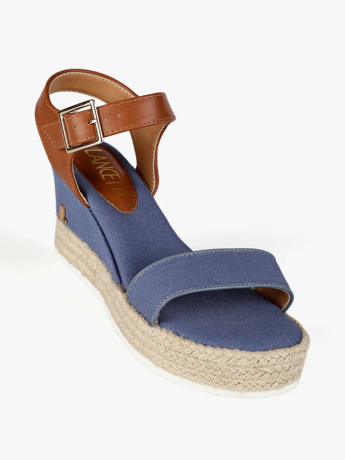 Lancetti Sandali donna in tessuto con zeppa