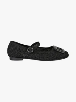 Laura Biagiotti Ballerine donna in maglia con cinturino e fibbia - nero