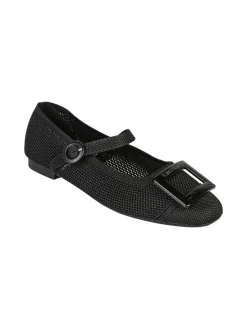 Laura Biagiotti Ballerine donna in maglia con cinturino e fibbia - nero