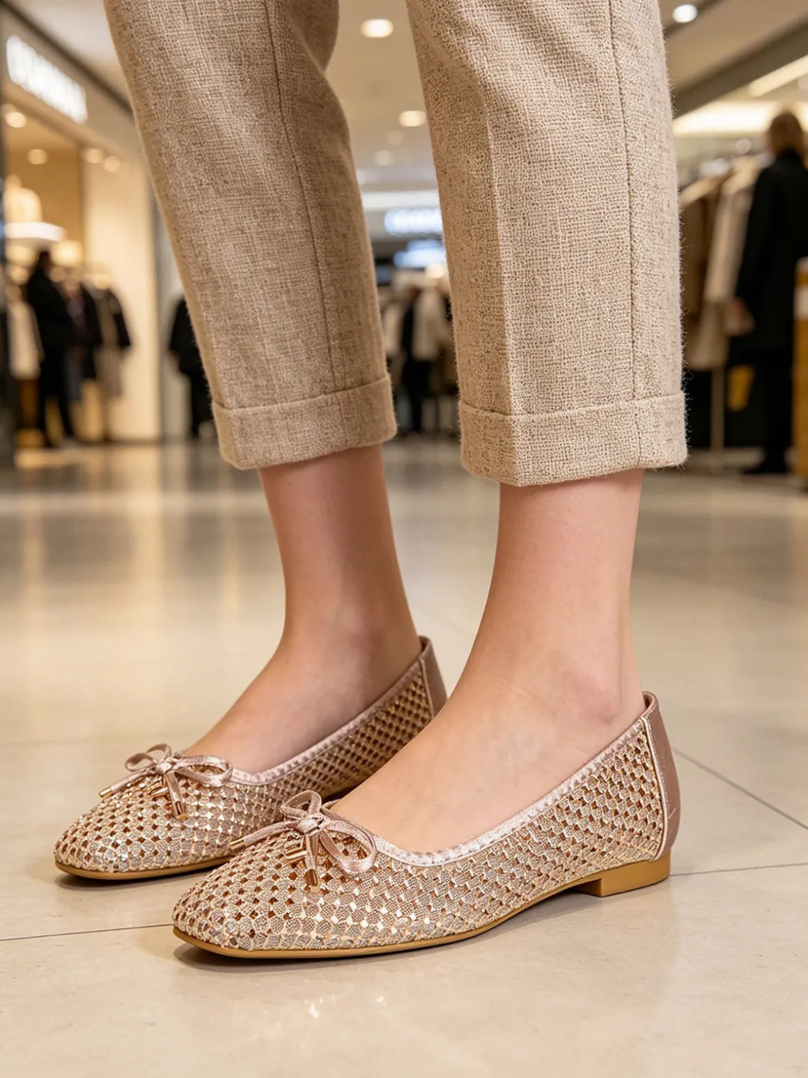 Laura Biagiotti Ballerine donna in tulle con strass - cipria