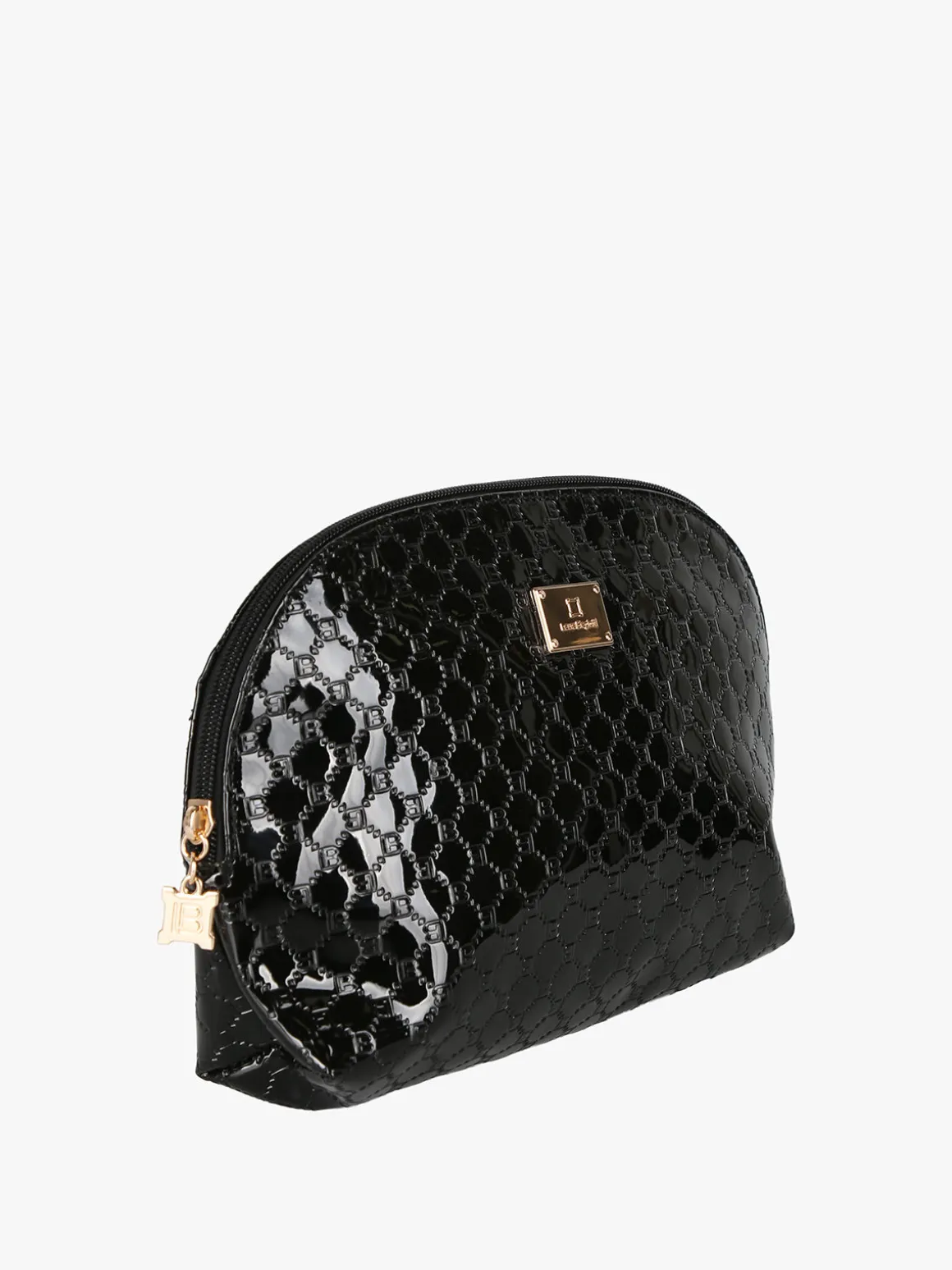 Laura Biagiotti Beauty case donna in vernice con logo - nero