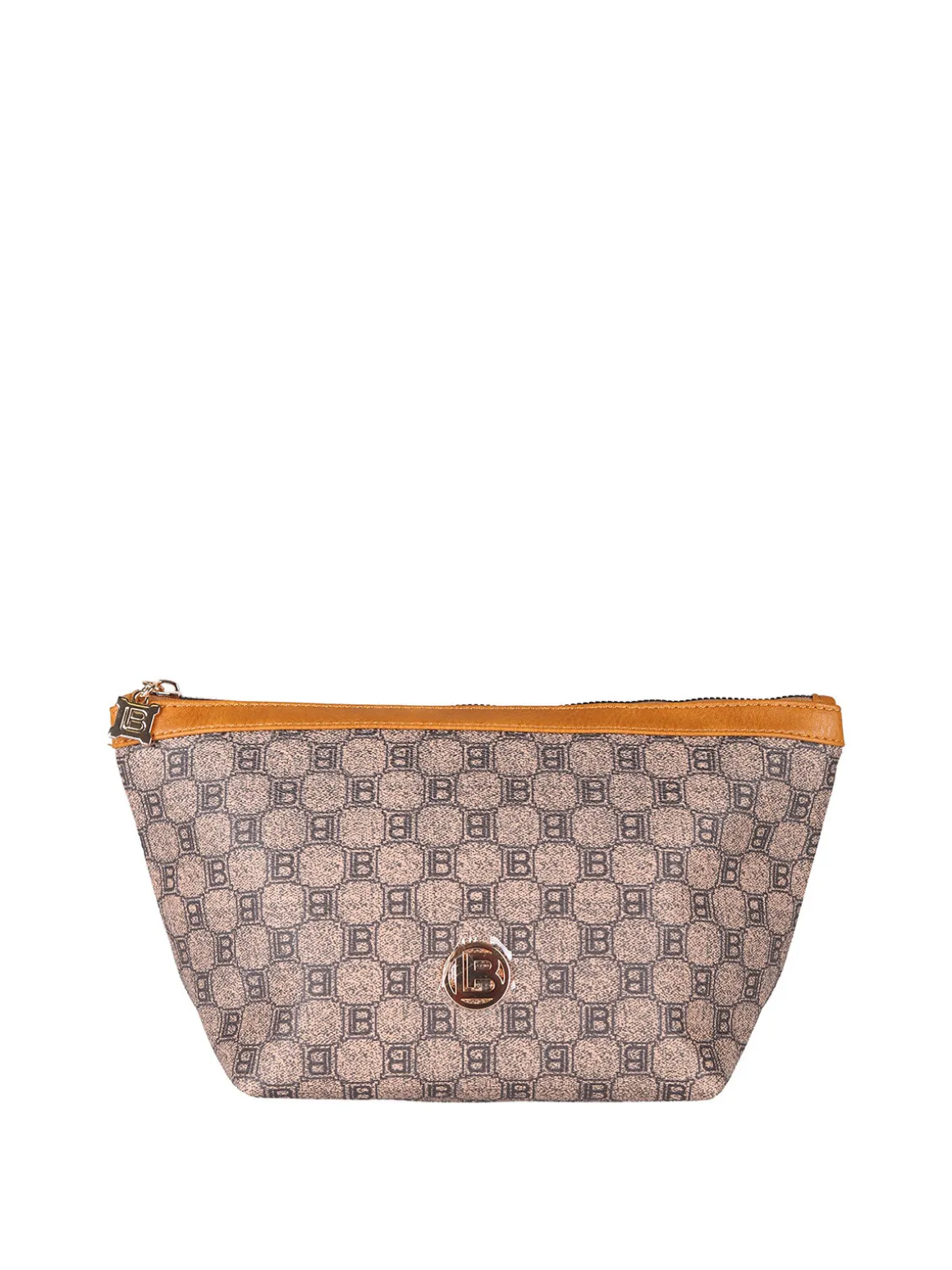 Laura Biagiotti Beauty case donna in ecopelle con logo - marrone
