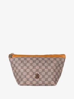 Laura Biagiotti Beauty case donna in ecopelle con logo - marrone