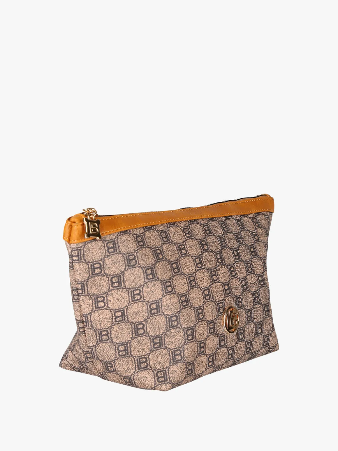 Laura Biagiotti Beauty case donna in ecopelle con logo - marrone