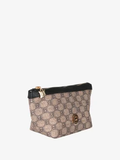 Laura Biagiotti Beauty case donna mini in ecopelle con logo - nero