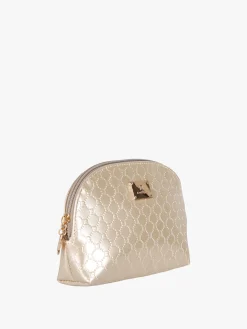 Laura Biagiotti Beauty case mini da donna in vernice con logo - oro