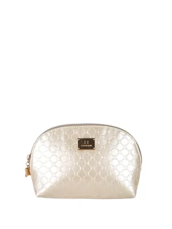 Laura Biagiotti Beauty case mini da donna in vernice con logo - oro