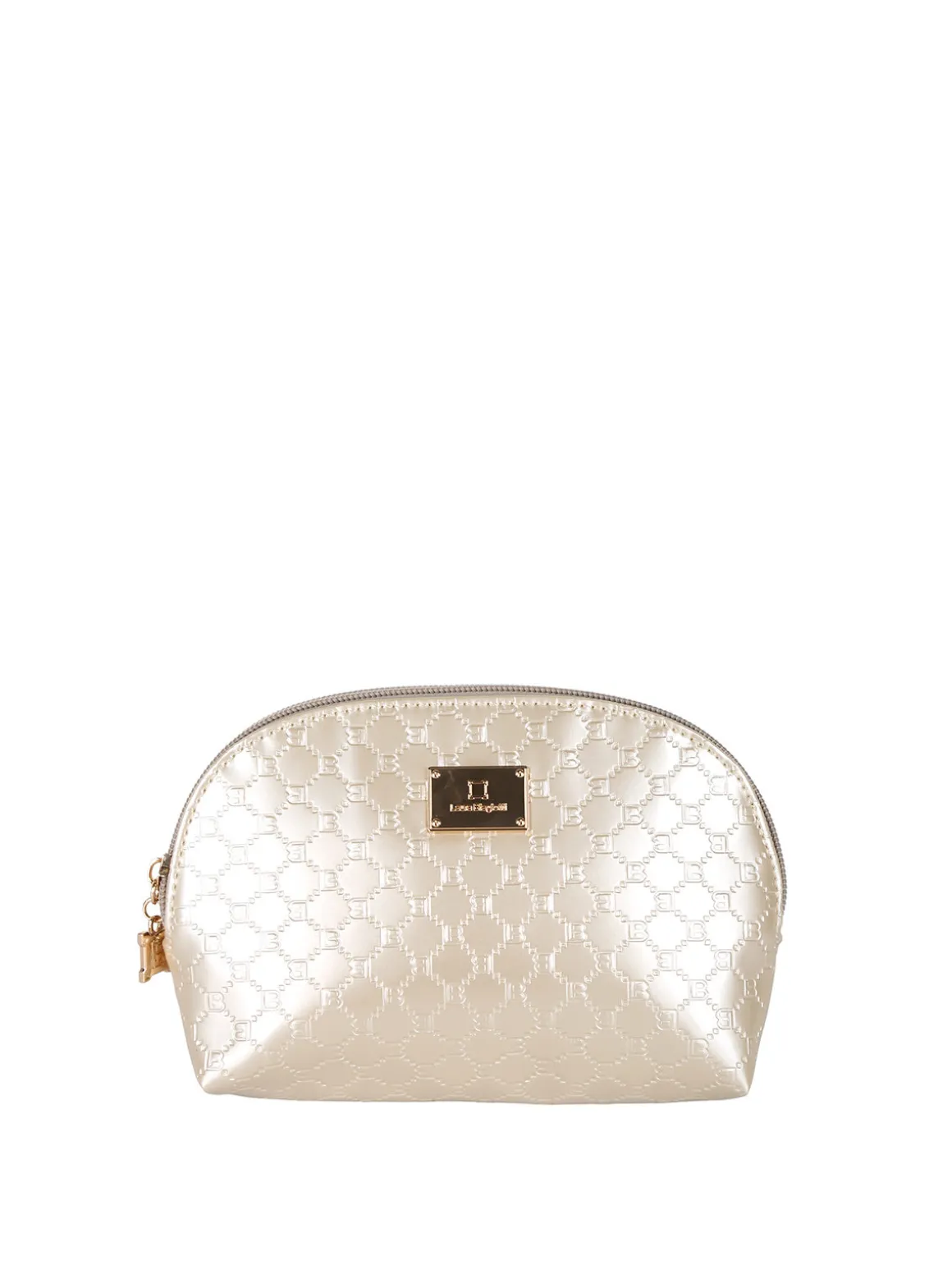 Laura Biagiotti Beauty case mini da donna in vernice con logo - oro
