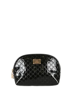 Laura Biagiotti Beauty case mini da donna in vernice con logo - nero