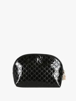 Laura Biagiotti Beauty case mini da donna in vernice con logo - nero