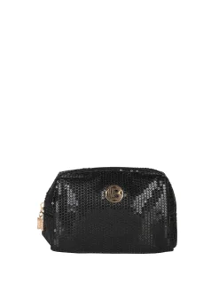 Laura Biagiotti Beauty case piccolo da donna in tessuto con paillettes - nero