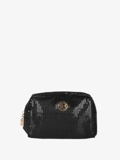 Laura Biagiotti Beauty case piccolo da donna in tessuto con paillettes - nero