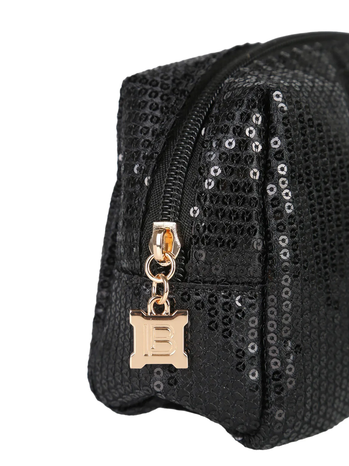 Laura Biagiotti Beauty case piccolo da donna in tessuto con paillettes - nero