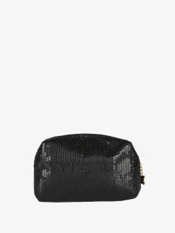 Laura Biagiotti Beauty case piccolo da donna in tessuto con paillettes - nero