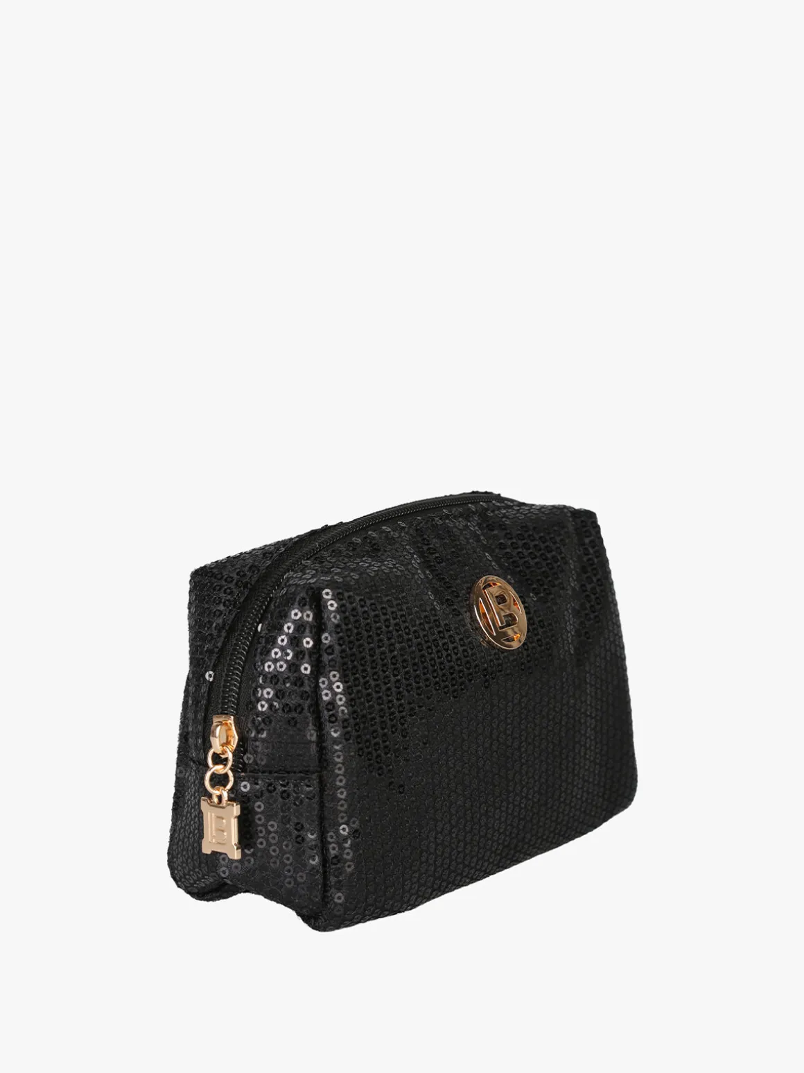Laura Biagiotti Beauty case piccolo da donna in tessuto con paillettes - nero
