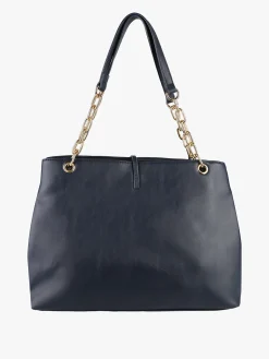 Laura Biagiotti Borsa donna con ecopelo e doppi manici a catena - blu scuro