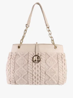 Laura Biagiotti Borsa donna con ecopelo e doppi manici a catena - beige