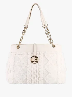 Laura Biagiotti Borsa donna con ecopelo e doppi manici a catena - panna