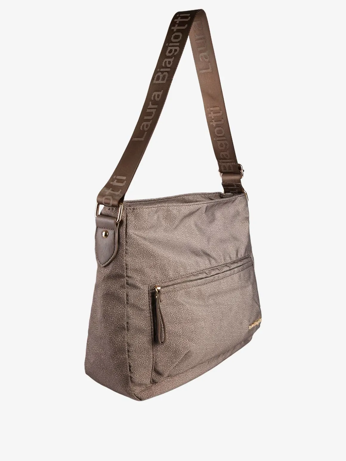 Laura Biagiotti Borsa donna grande a tracolla in nylon - marrone