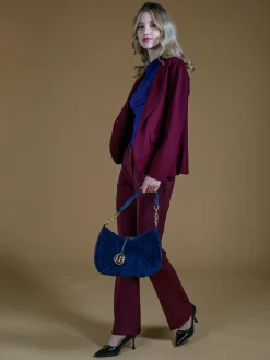 Laura Biagiotti Borsa donna hobo con ecopelo - blu scuro