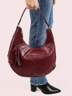Laura Biagiotti Borsa donna hobo con trama a rombi - bordeaux