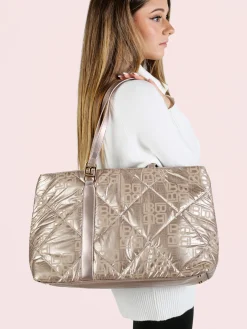Laura Biagiotti Borsa donna shopping in tessuto impermeabile - champagne