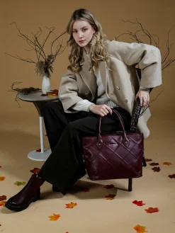 Laura Biagiotti Borsa donna tote con trama a rombi - bordeaux