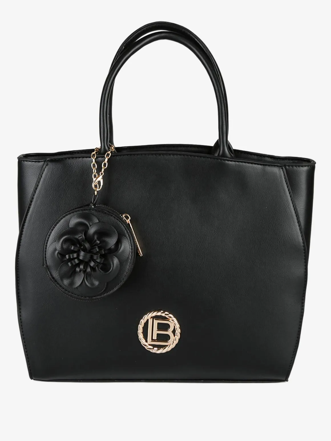Laura Biagiotti Borsa donna tote in ecopelle con portamonete a fiore - nero