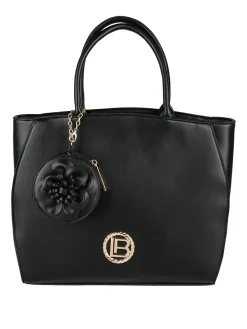 Laura Biagiotti Borsa donna tote in ecopelle con portamonete a fiore - nero