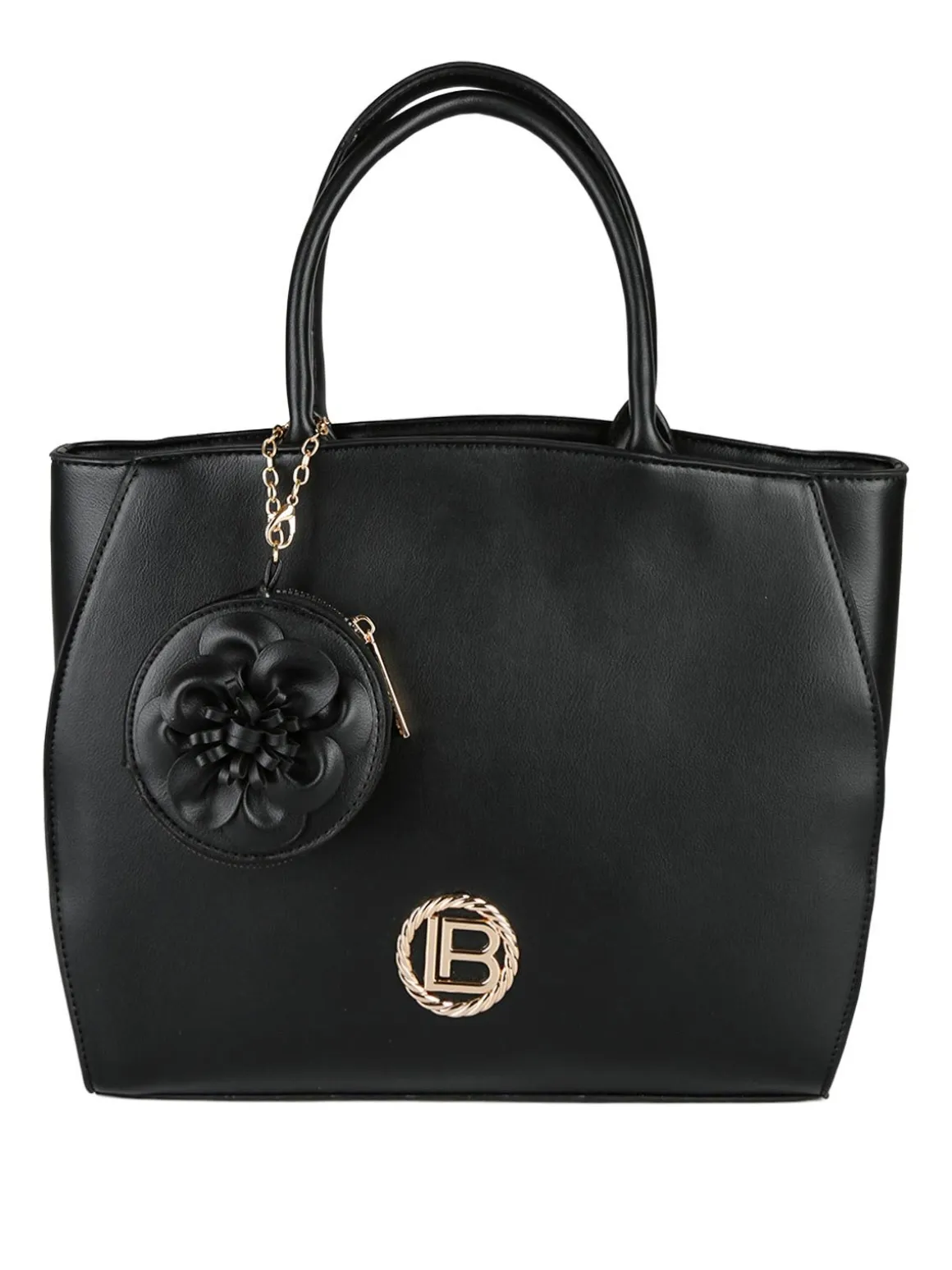 Laura Biagiotti Borsa donna tote in ecopelle con portamonete a fiore - nero