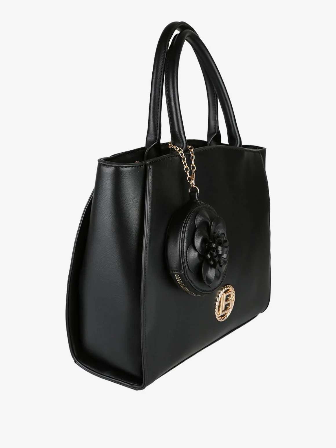 Laura Biagiotti Borsa donna tote in ecopelle con portamonete a fiore - nero