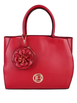 Laura Biagiotti Borsa donna tote in ecopelle con portamonete a fiore - rosso