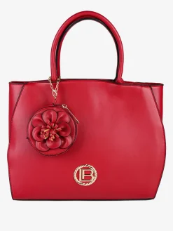 Laura Biagiotti Borsa donna tote in ecopelle con portamonete a fiore - rosso