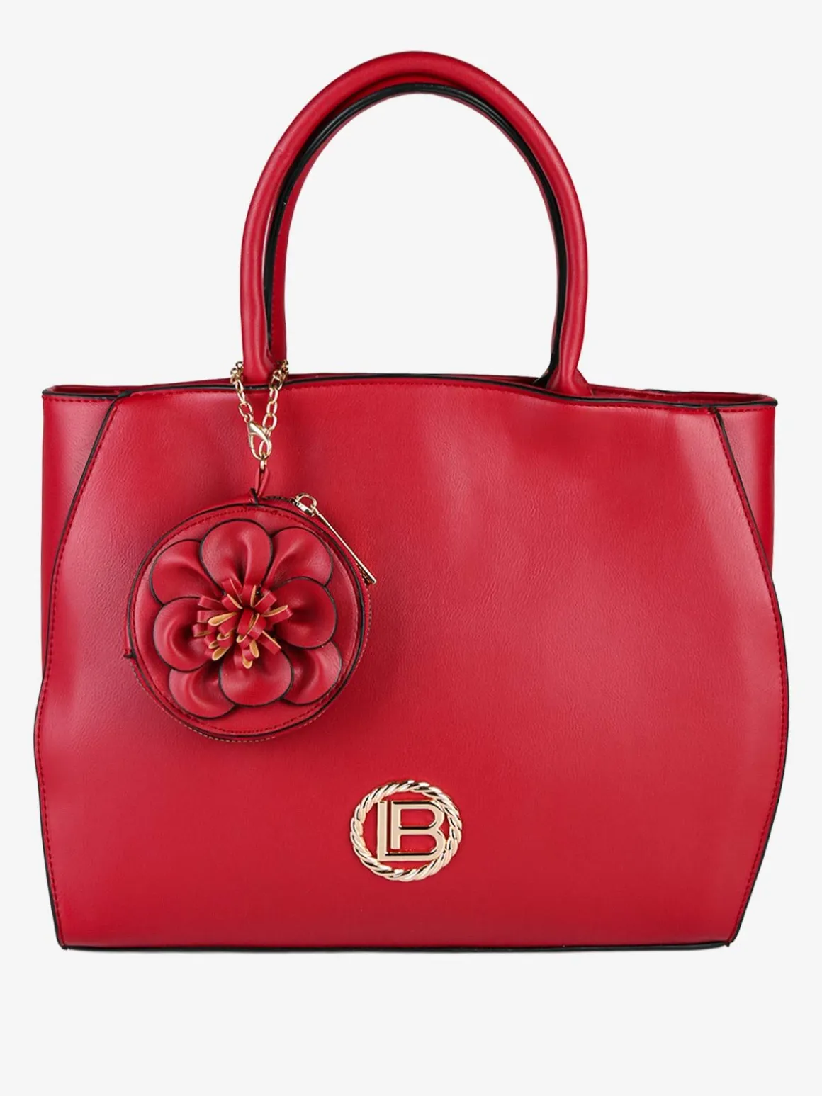 Laura Biagiotti Borsa donna tote in ecopelle con portamonete a fiore - rosso