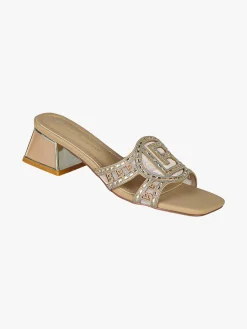 Laura Biagiotti Ciabatte donna con logo e strass - marrone