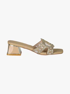 Laura Biagiotti Ciabatte donna con logo e strass - marrone