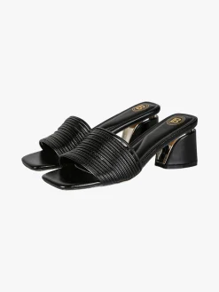Laura Biagiotti ciabatte donna in vernice con tacco basso e fascia decorativa con logo - nudo