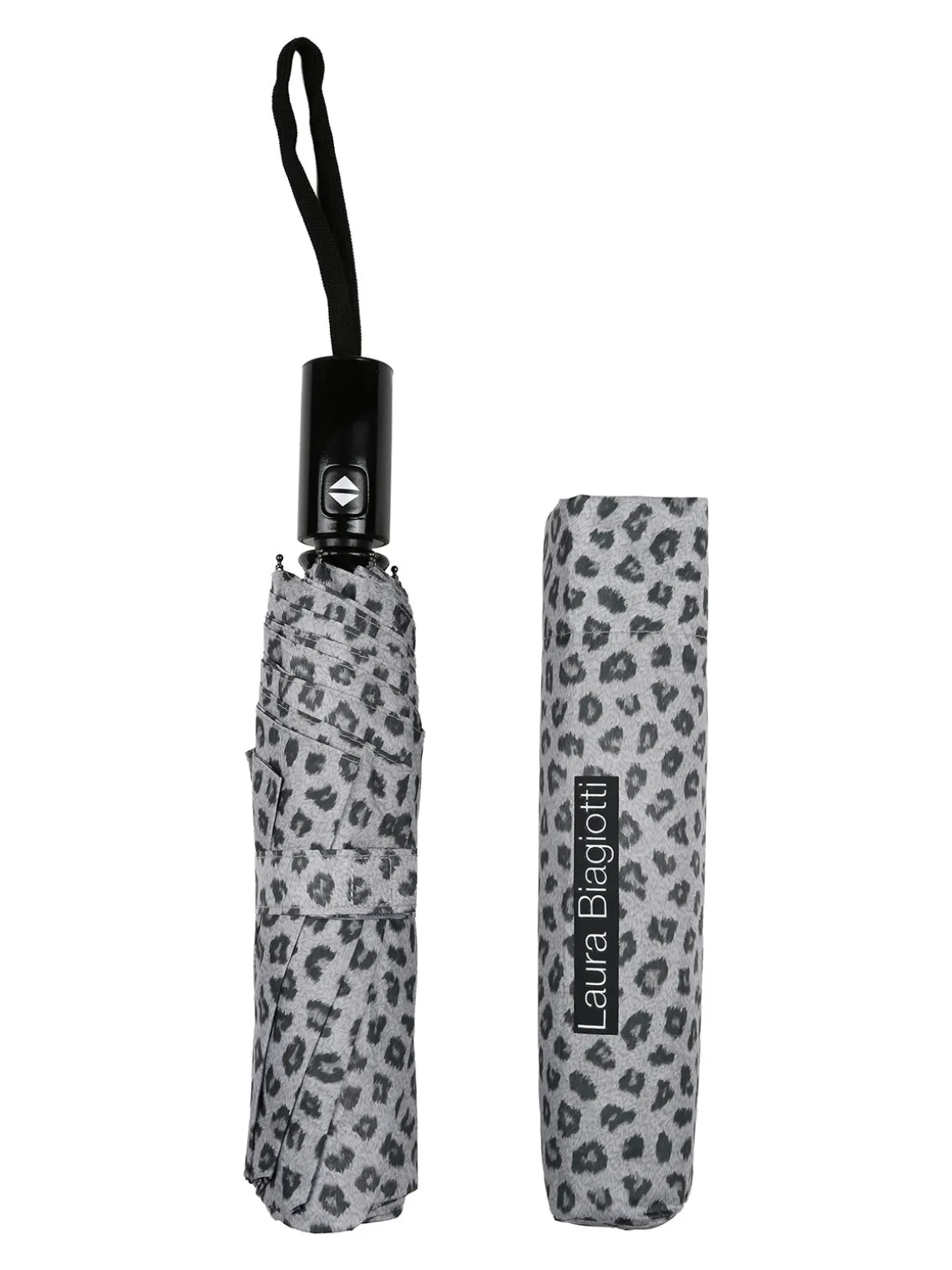 Laura Biagiotti Ombrello animalier pieghevole automatico - grigio chiaro